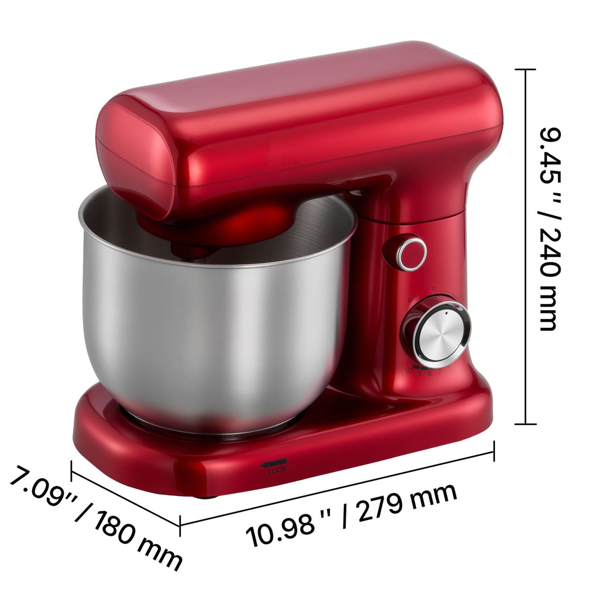 Stand Mixer, 3 QT Electric Kitchen Mixer, 300W Dough-Mixer, 10 Speeds Tilt-head Food-Mixer with Stainless Steel Bowl, Dough Hook, Whisk, Beater, for Baking, Mixing, Whipping & Kneading, Red