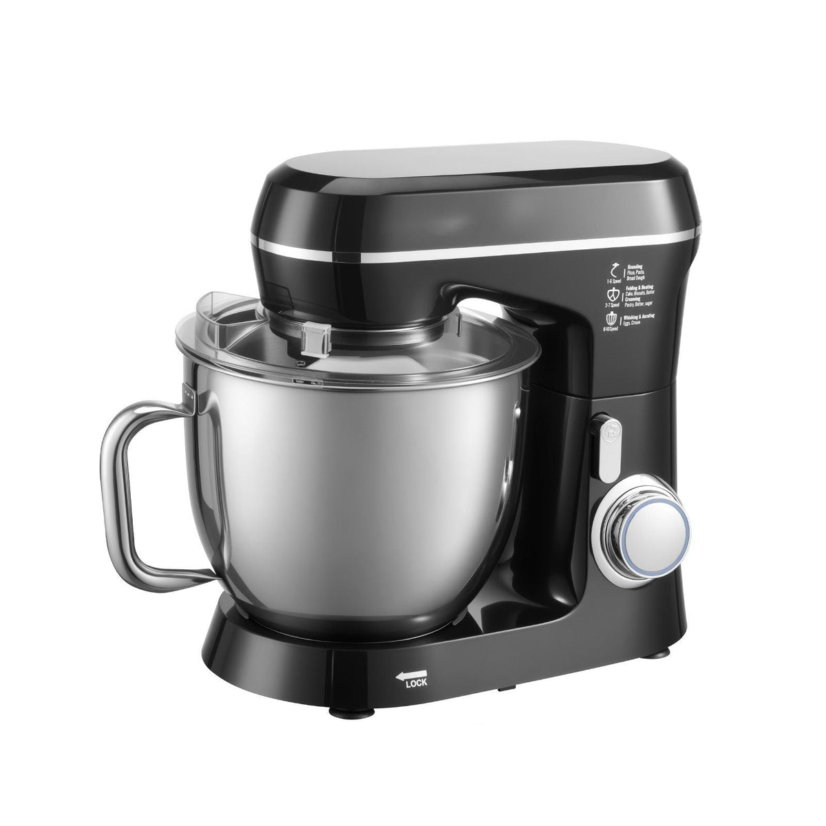 Stand Mixer, 5.3QT + 4.4QT Two Stainless Steel Bowls, 10+P Speeds Tilt-head Food Mixer, Kitchen Mixer with Dough Hook, Wire Whip, Beater, Scraper, Household Stand Mixer for Baking Mixing, Black