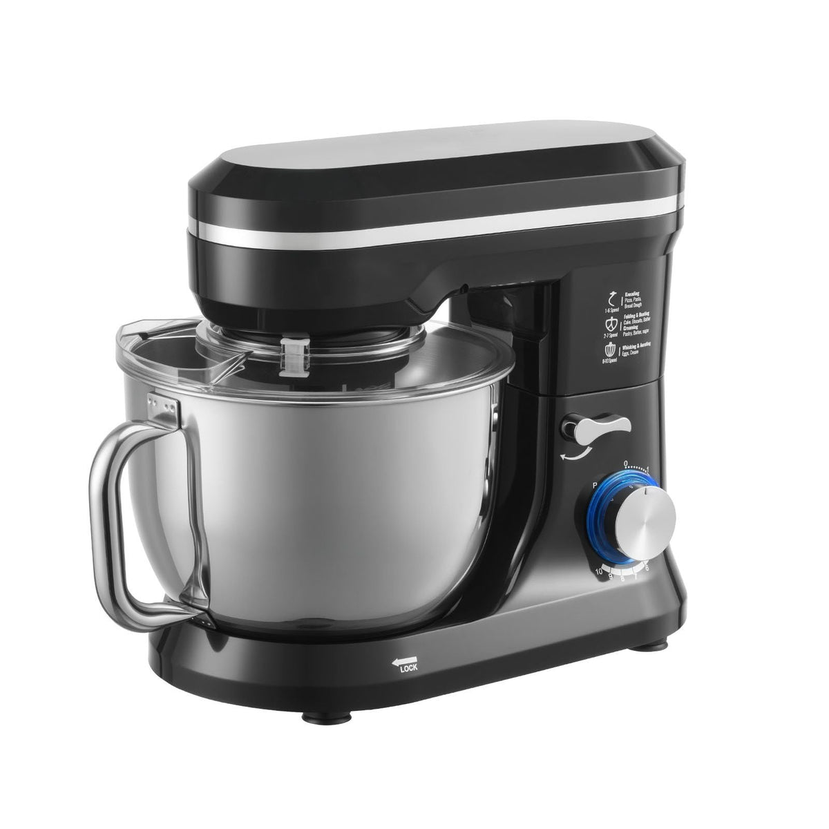 Stand Mixer, 5QT Dough Mixer, 10+P Speeds Tilt-head Food Mixer, Kitchen Mixer with Stainless Steel Bowl, Dough Hook, Wire Whip, Beater, Scraper, Household Stand Mixer for Baking Mixing, Black