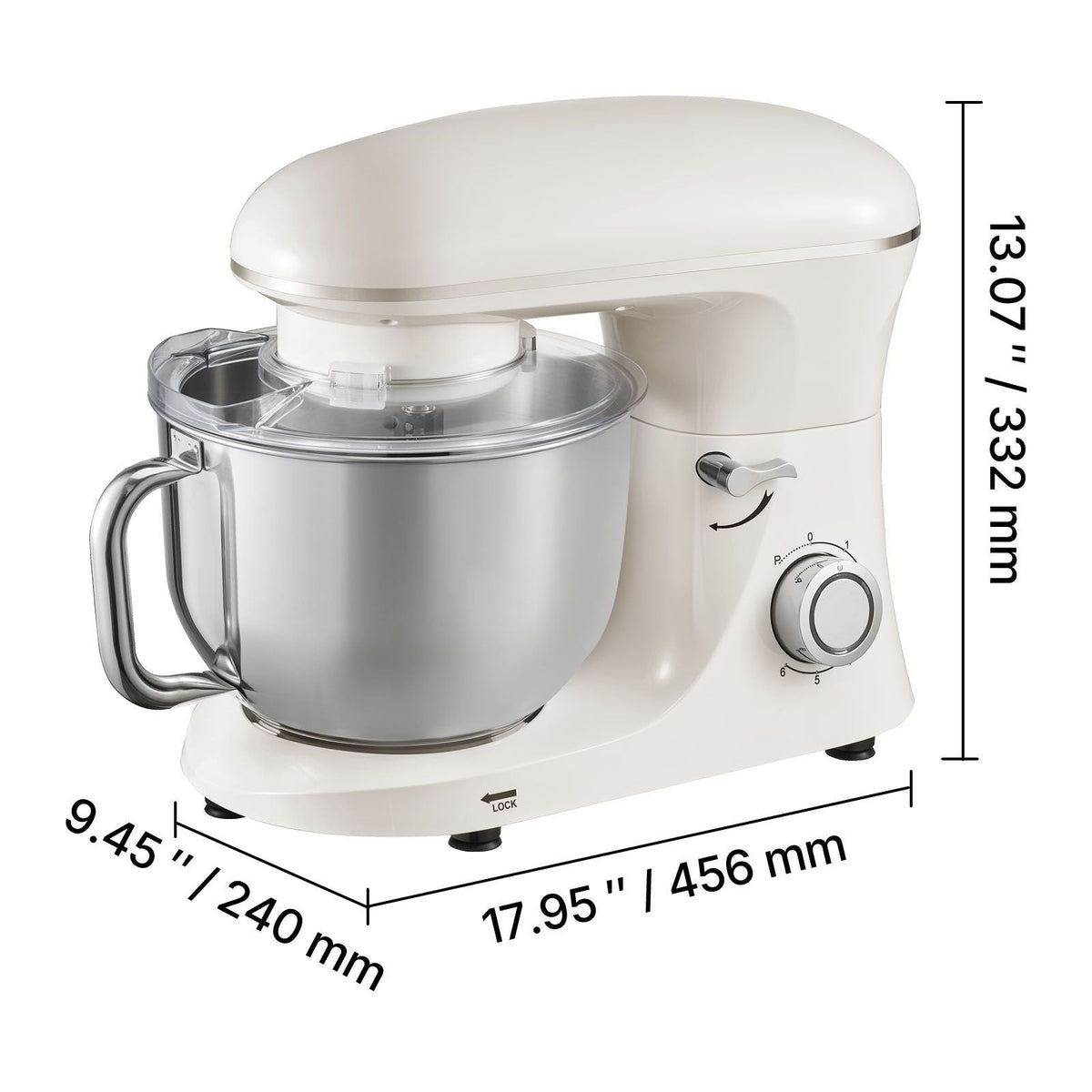 Stand Mixer, 6 QT Dough Mixer, 660W 6 + P Speeds Tilt-head Food Mixer with Stainless Steel Bowl, Dough Hook, Wire Whip, Flat Beater, Scraper, Household Stand Mixer for Baking & Mixing, White