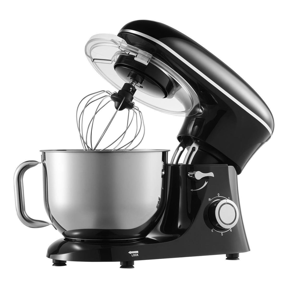Stand Mixer, 6 QT Dough Mixer, 660W 6 + P Speeds Tilt-head Food Mixer with Stainless Steel Bowl, Dough Hook, Wire Whip, Flat Beater, Scraper,Household Stand Mixer for Baking & Mixing, Black