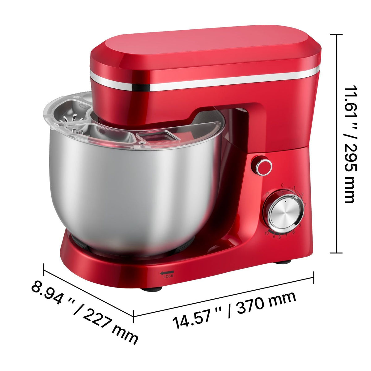 Stand Mixer, 6 QT Electric Kitchen Mixer, 300W Dough-Mixer, 10 Speeds Tilt-head Food-Mixer with Stainless Steel Bowl, Dough Hook, Whisk, Beater, for Baking, Mixing, Whipping & Kneading, Red