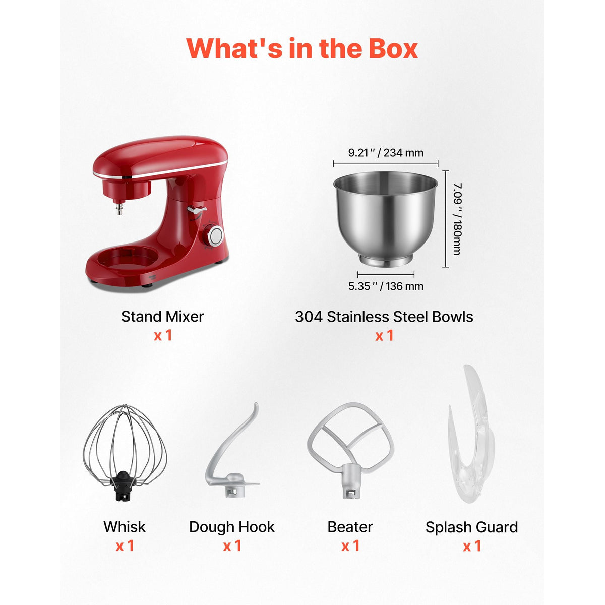 Stand Mixer, 6 QT Electric Kitchen Mixer, 660W Dough-Mixer, 6 + Pulse Speeds Tilt-head Food-Mixer with Stainless Steel Bowl, Dough Hook, Whisk, Beater, for Baking, Mixing, Whipping & Kneading