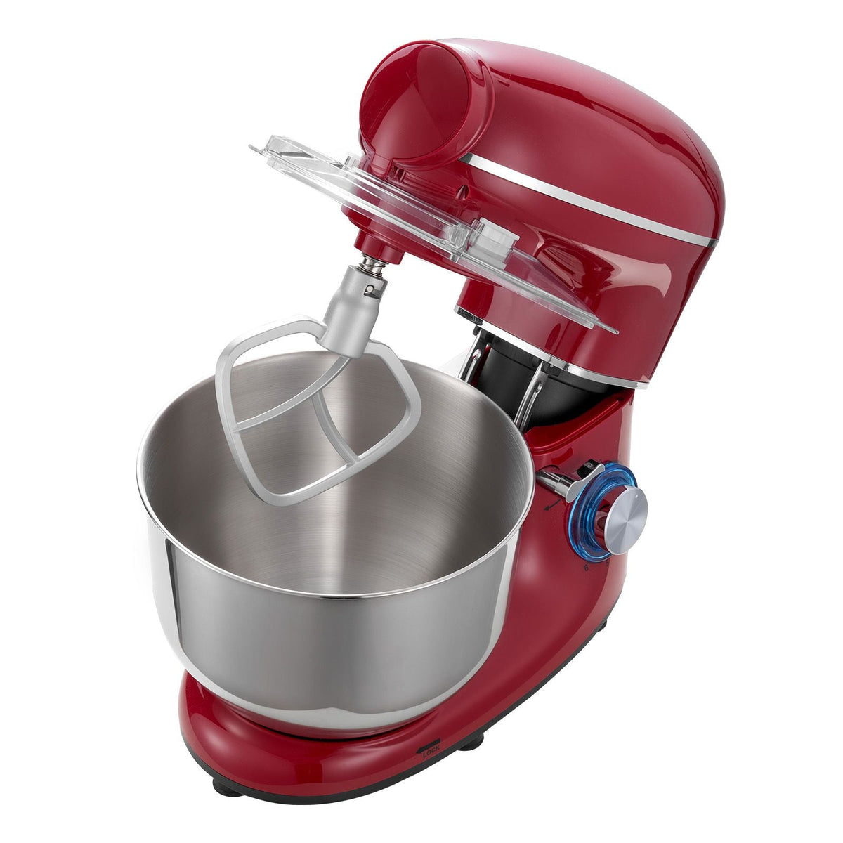 Stand Mixer, 6 QT Electric Kitchen Mixer, 660W Dough-Mixer, 6+P Speeds Tilt-head Food-Mixer with 1.6 QT Blender Cup, Stainless Steel Bowl, Dough Hook, Whisk, Beater, for Baking, Mixing, Red