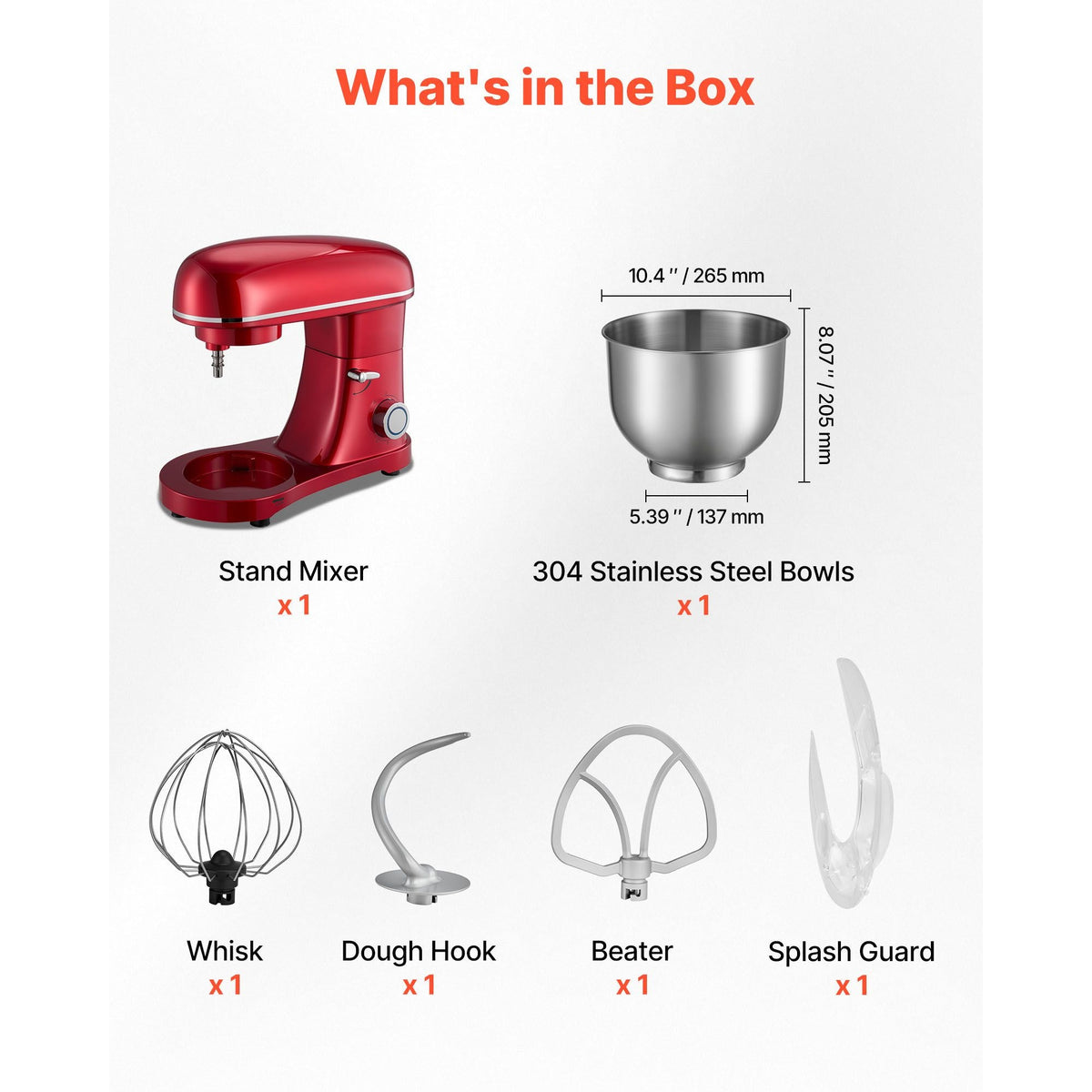 Stand Mixer, 8.2 QT Electric Kitchen Mixer, 660W Dough-Mixer, 6 + Pulse Speeds Tilt-head Food-Mixer with Stainless Steel Bowl, Dough Hook, Whisk, Beater, for Baking, Mixing, Whipping & Kneading