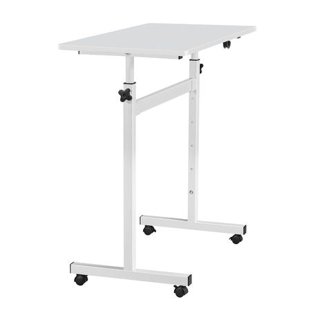 Standing Desk, Adjustable Height Mobile Stand Up Desk with Lockable Casters, 32 x 16 in Small Computer Sit Stand Rolling Workstation with Hook, 55.1 lbs Desktop Capacity, for Home Office, White
