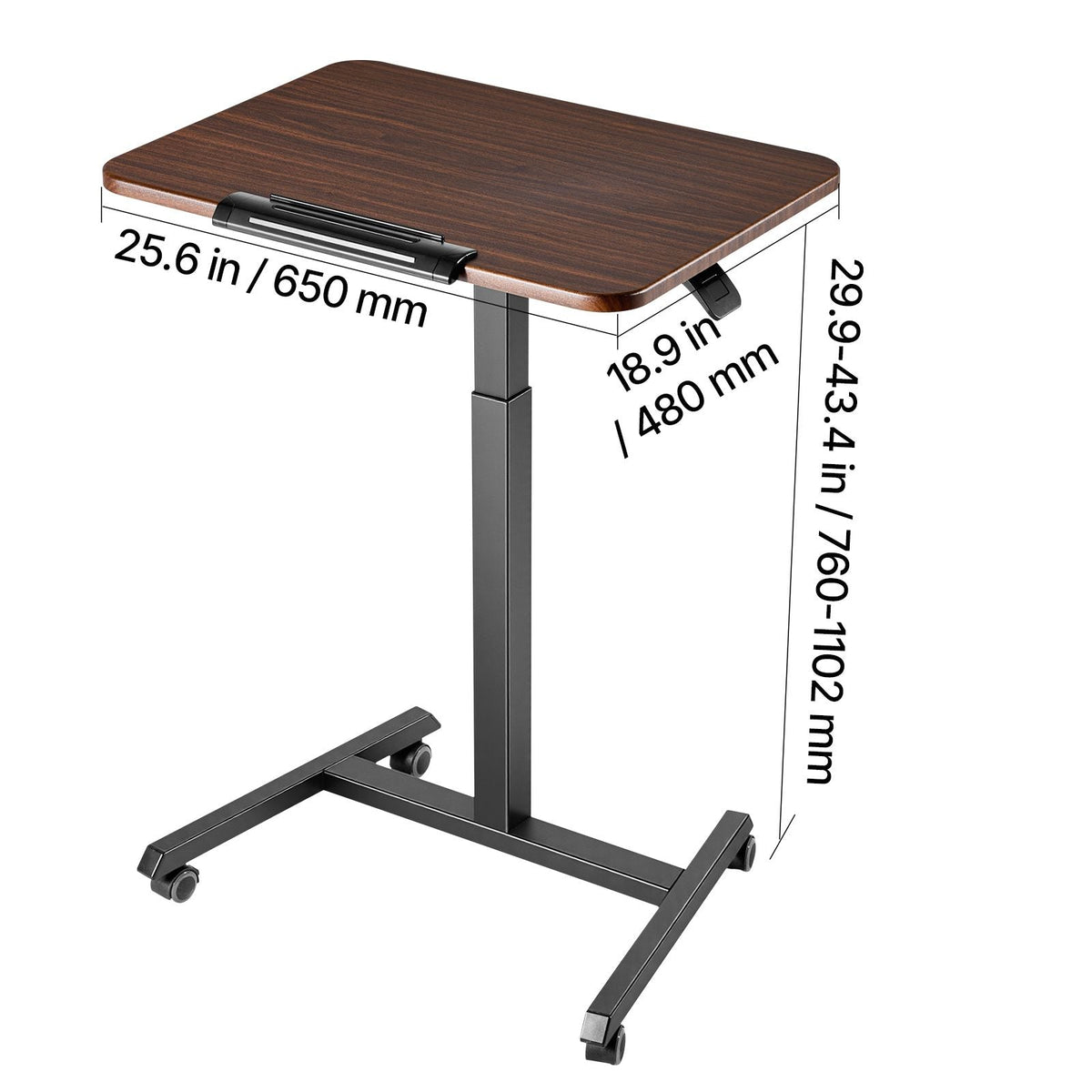 Standing Desk, Adjustable Height Mobile Stand Up Desk with Tilting Desktop, 25.6 x 19 in Small Computer Sit Stand Rolling Workstation with 4 Casters, 33 lbs Capacity, Ideal for Home Office