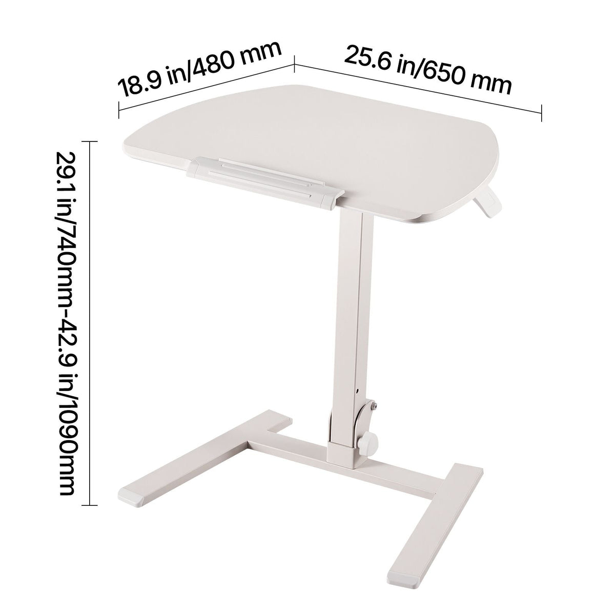 Standing Desk, Adjustable Height Mobile Stand Up Desk with Tilting Desktop, 25.6 x 19 in Small Computer Sit Stand Workstation, 33 lbs Capacity, Pneumatic Lift for Home Office, Fully Assembled