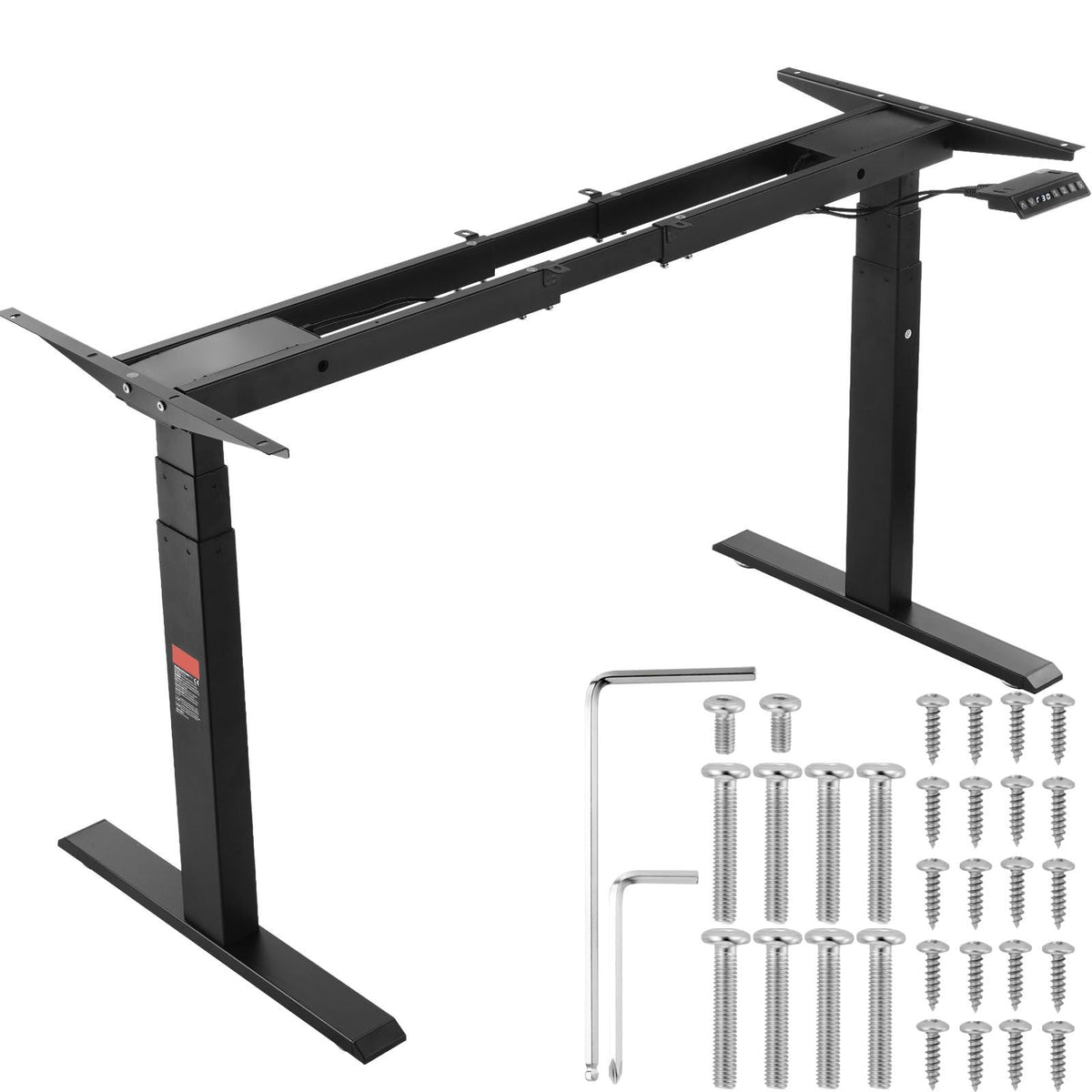 Standing Desk Frame Dual Motor, Adjustable 26"-50.8" Height & 43.3"-70.1" Length Electric Stand Up Computer Desk Legs, Ergonomic Workstation Base for Home Office 3 Positions (Black Frame Only)