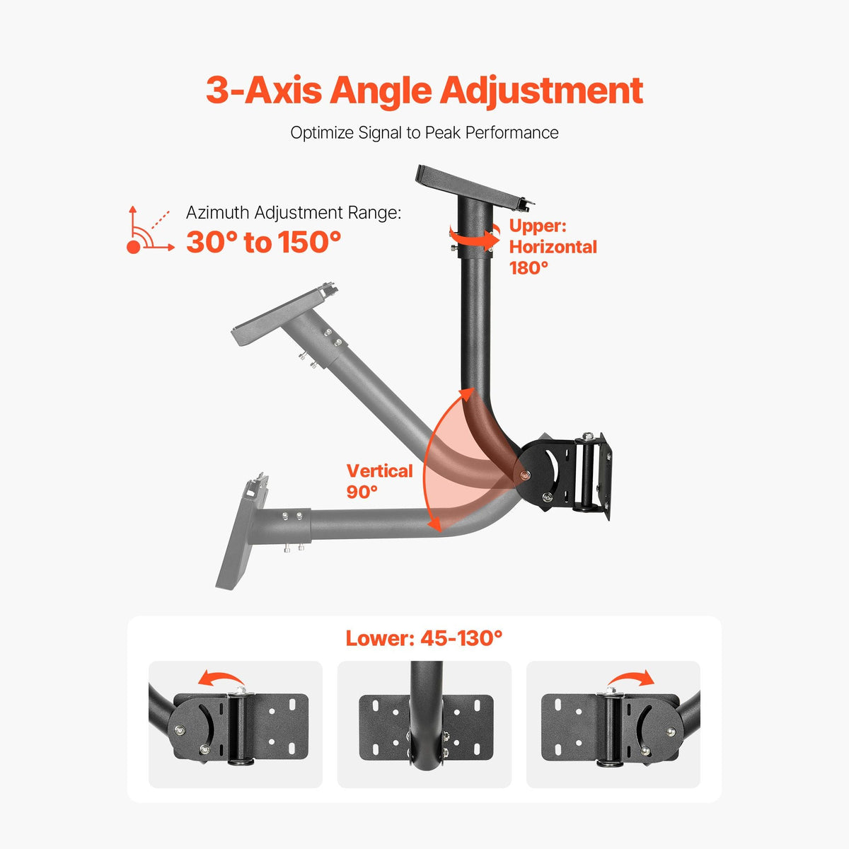 Starlink Gen 3 Mount, Adjustable Angle Wall Mounting Standard Gen 3 Pipe Kit, Heavy-Duty Steel Long Starlink Pole Adapter, Compatible with Gen3 and V3, Easy to Assembly, Black