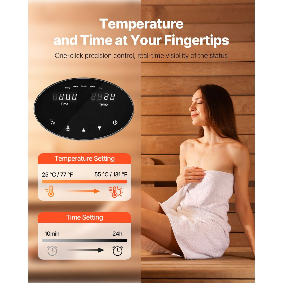 Steam Generator, 6 kW Steam Shower System with Controller for Home Sauna Bath Spa, Commercial Auto Drain Kit with Overheat, Dry-Run & Overpressure Protection, 10 Min to 24h Efficient, Black