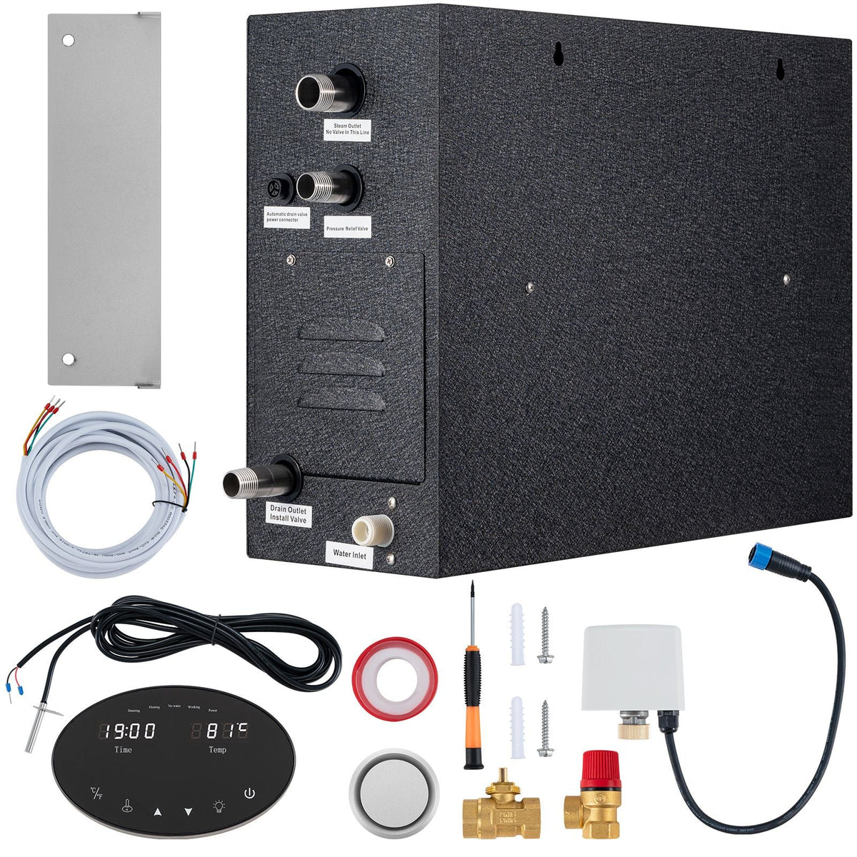 Steam Shower Generator, 10.5 kW, Segmented Heating & Temperature Customization & 24h Timer Steam Bath Kit, Automatic Drainage Luxury Home Steam Shower System, Acrylic Tested to UL Standards