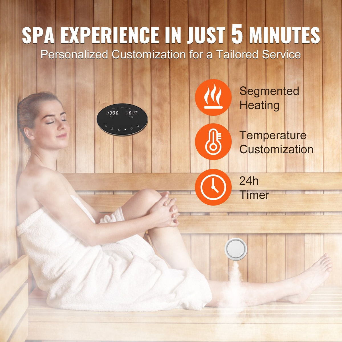 Steam Shower Generator, 10.5 kW, Segmented Heating & Temperature Customization & 24h Timer Steam Bath Kit, Automatic Drainage Luxury Home Steam Shower System, Acrylic Tested to UL Standards