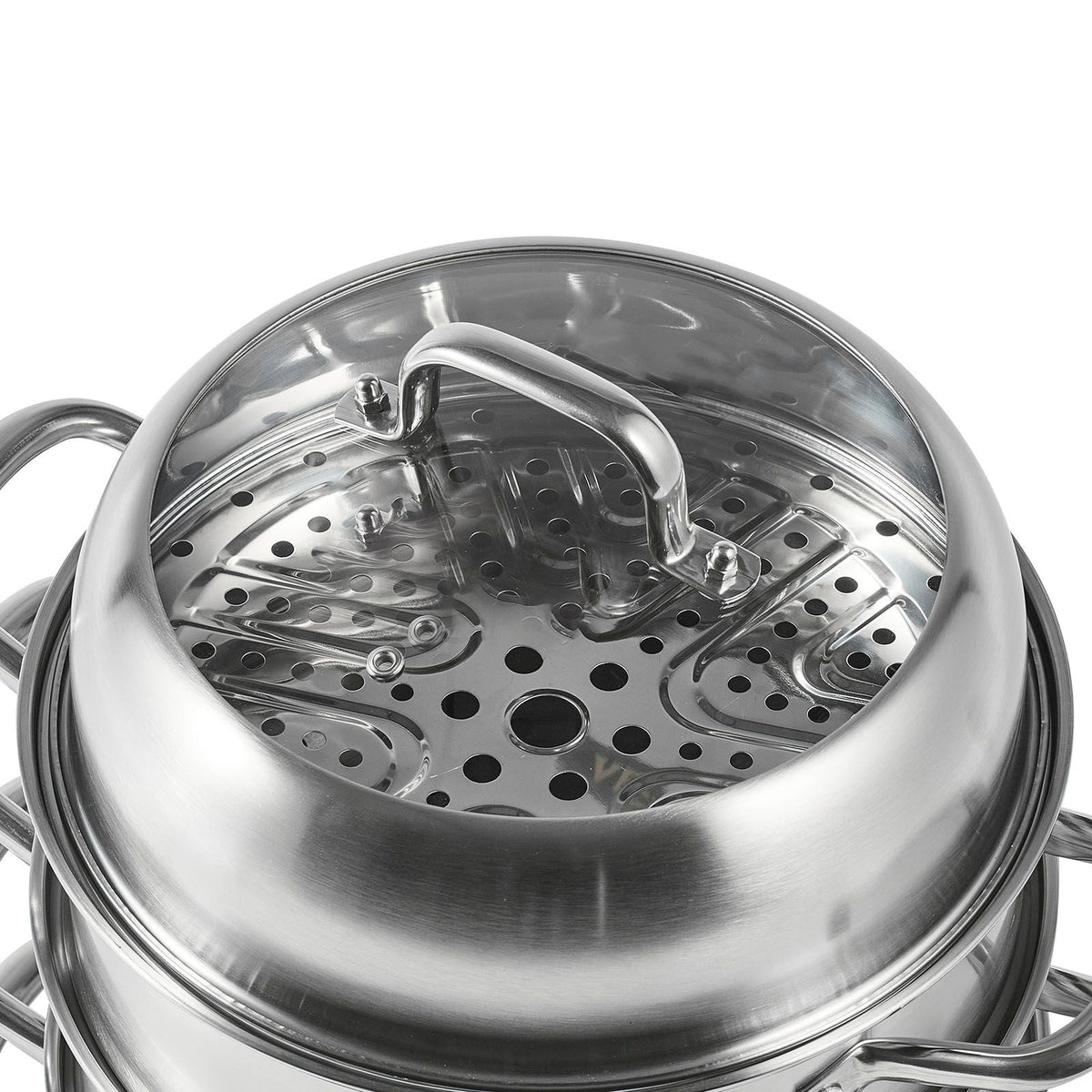 Steamer Pot 11in/28cm, 5 Tier Steamer Pot for Cooking with 8.5QT Stock Pot, 3 Vegetable Steamers & 2 Steaming Trays, Food-Grade 304 Stainless Steel Food Steamer Cookware for Gas Electric Stove