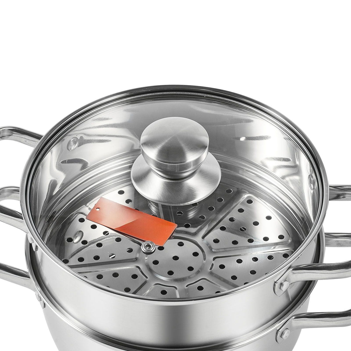 Steamer Pot, 8.66in/22cm Steamer Pot for Cooking with 3QT Stock Pot and Vegetable Steamer, Large Capacity Stainless Steel Food Steamer Cookware with Lid for Gas Electric Induction Grill Stove