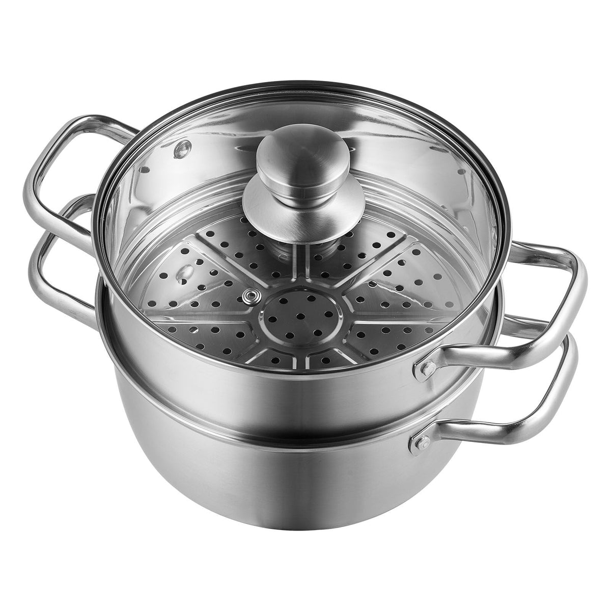 Steamer Pot, 8.66in/22cm Steamer Pot for Cooking with 3QT Stock Pot and Vegetable Steamer, Large Capacity Stainless Steel Food Steamer Cookware with Lid for Gas Electric Induction Grill Stove