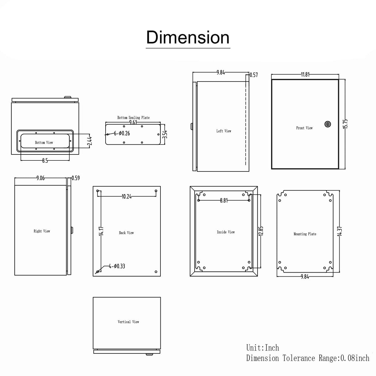 Steel Electrical Box, 16"x 12"x 10", 304 Stainless Steel Electrical Enclosure Box, Wall-Mounted Outdoor Electrical Electronic Equipment Enclosure with Mounting Plate Hinges Lock, IP66 Waterproof