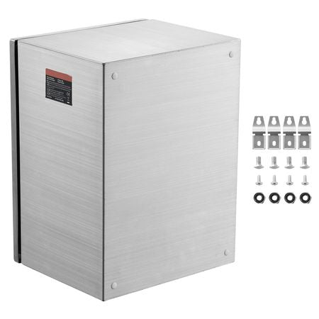 Steel Electrical Box, 16"x 12"x 10", 304 Stainless Steel Electrical Enclosure Box, Wall-Mounted Outdoor Electrical Electronic Equipment Enclosure with Mounting Plate Hinges Lock, IP66 Waterproof
