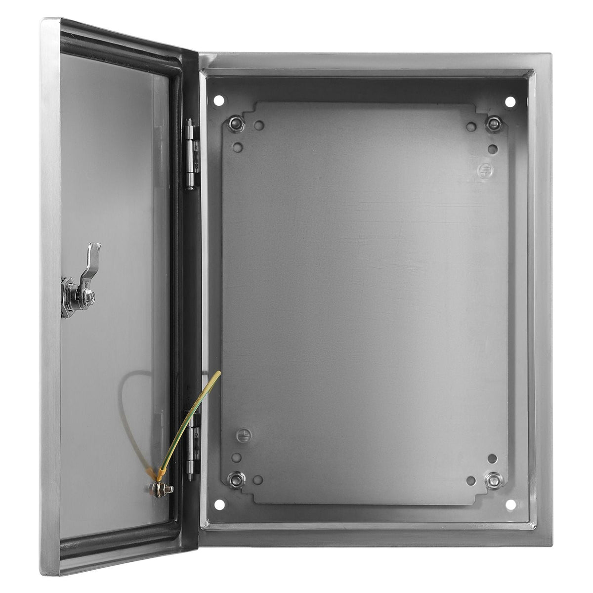 Steel Electrical Box, 16"x 12"x 10", 304 Stainless Steel Electrical Enclosure Box, Wall-Mounted Outdoor Electrical Electronic Equipment Enclosure with Mounting Plate Hinges Lock, IP66 Waterproof