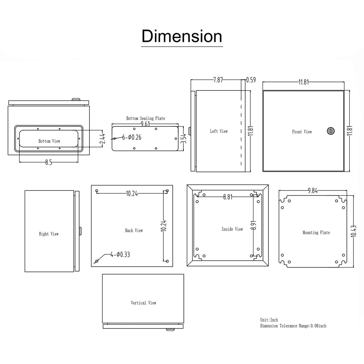 Steel Electrical Box, 16"x 12"x 6", 304 Stainless Steel Electrical Enclosure Box, Wall-Mounted Outdoor Electrical Electronic Equipment Enclosure with Mounting Plate Hinges Lock, IP66 Waterproof