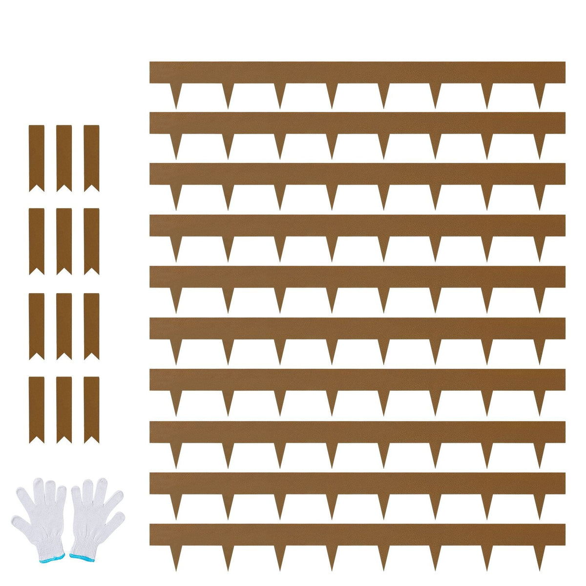 Steel Landscape Edging, 10-pack Steel Garden Edging Borders, 39.6" L x 2" H Strips, Hammer-in Edging Border, Bendable Metal Landscape Edging for Yard, Garden, 2.5" Spike Height, Rustic Brown
