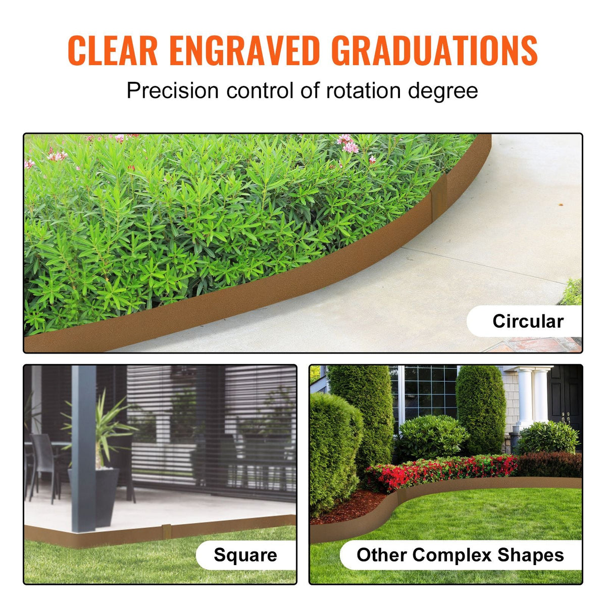 Steel Landscape Edging, 10-pack Steel Garden Edging Borders, 39.6" L x 2" H Strips, Hammer-in Edging Border, Bendable Metal Landscape Edging for Yard, Garden, 2.5" Spike Height, Rustic Brown