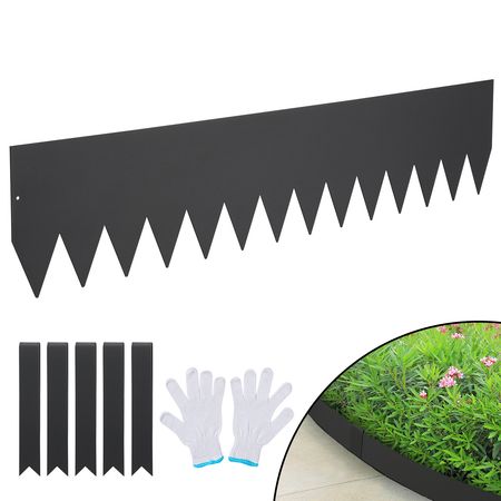 Steel Landscape Edging, 3-pack Steel Garden Edging Borders, 40" L x 8" H Strips, Hammer-in Edging Border with 5 Clips, Bendable Metal Landscape Edging for Yard, Garden, Lawn