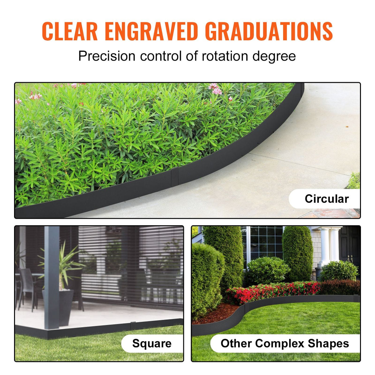 Steel Landscape Edging, 3-pack Steel Garden Edging Borders, 40" L x 8" H Strips, Hammer-in Edging Border with 5 Clips, Bendable Metal Landscape Edging for Yard, Garden, Lawn