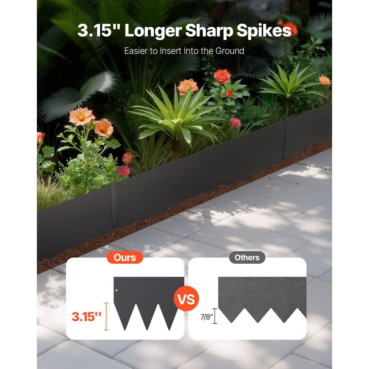 Steel Landscape Edging, 4 Packs 40 x 8 in Rust-Resistant Metal Landscape Edging, Bendable Garden Edging Border, Heavy Duty Lawn Edging, Easy-to-Install, Flower Bed Yard Pathway Divider Black