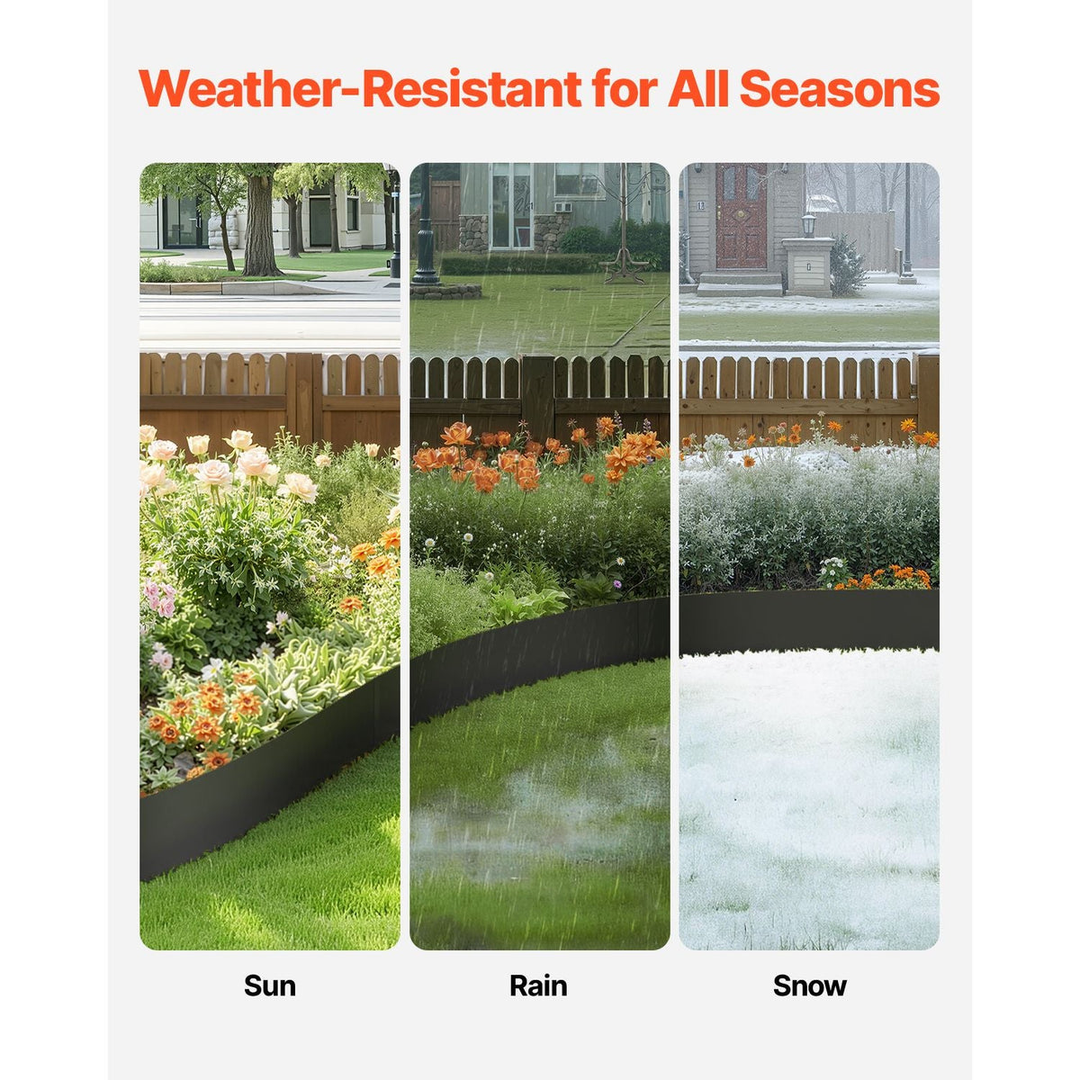 Steel Landscape Edging, 4 Packs 40 x 8 in Rust-Resistant Metal Landscape Edging, Bendable Garden Edging Border, Heavy Duty Lawn Edging, Easy-to-Install, Flower Bed Yard Pathway Divider Black