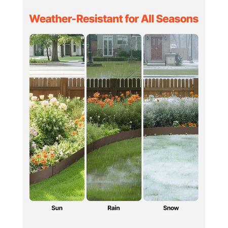 Steel Landscape Edging, 5 Packs 39 x 4 in Rust-Resistant Metal Landscape Edging, Bendable Garden Edging Border, Heavy Duty Lawn Edging, Easy-to-Install, Flower Bed Yard Pathway Divider Brown