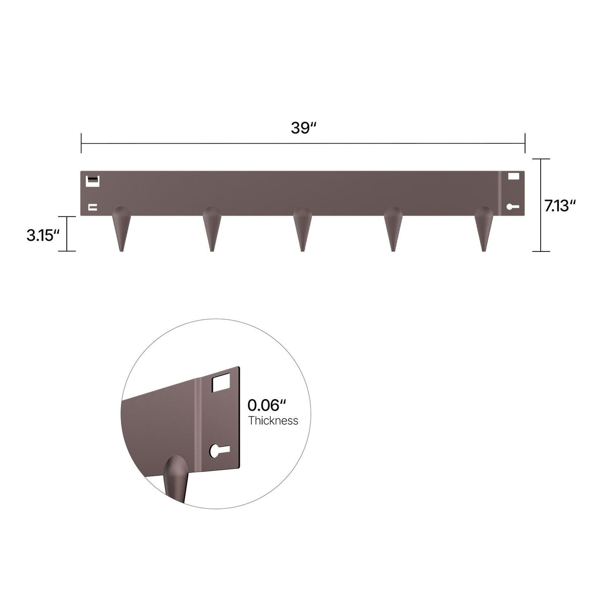 Steel Landscape Edging, 5 Packs 39 x 4 in Rust-Resistant Metal Landscape Edging, Bendable Garden Edging Border, Heavy Duty Lawn Edging, Easy-to-Install, Flower Bed Yard Pathway Divider Brown