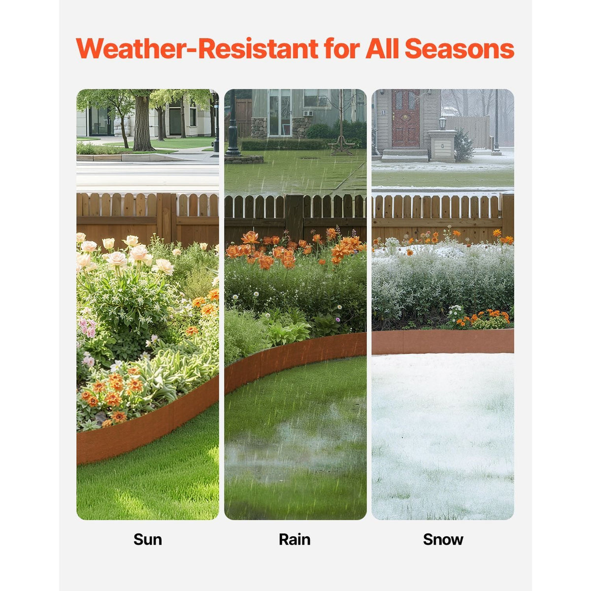 Steel Landscape Edging, 6 Packs 40 x 6 in Weather-Resistant & Pre-Rust Metal Landscape Edging, Bendable Garden Edging Border, Heavy Duty Lawn Edging, Flower Bed Yard Pathway Divider
