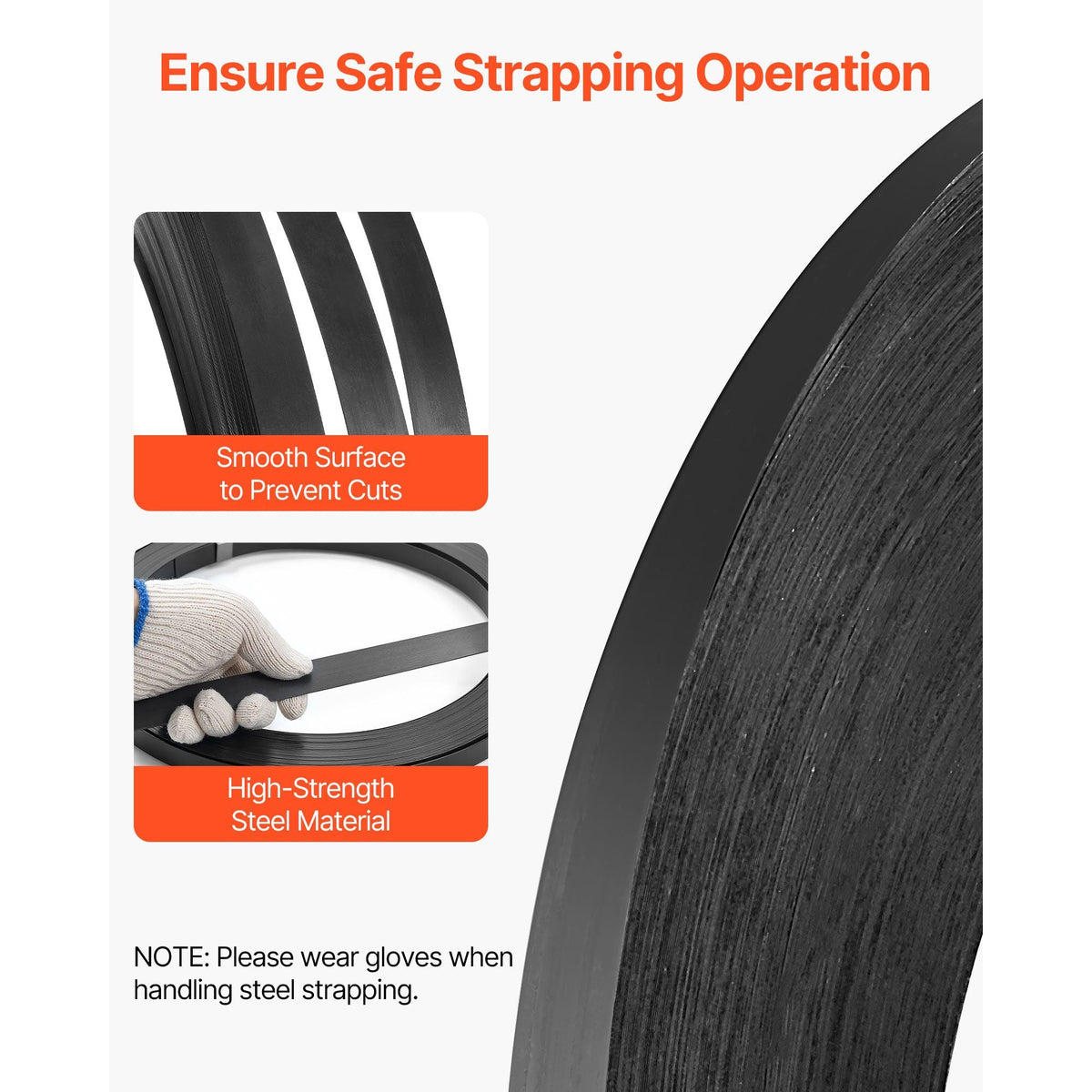 Steel Strapping Coil, 3/4 in x 0.02 in x 1640 ft, Metal Strapping Banding Roll Withstands Harsh Environment, 1700 lbs Break Strength, Heavy Duty Banding Pallet Strap Coil for Pallet Packing