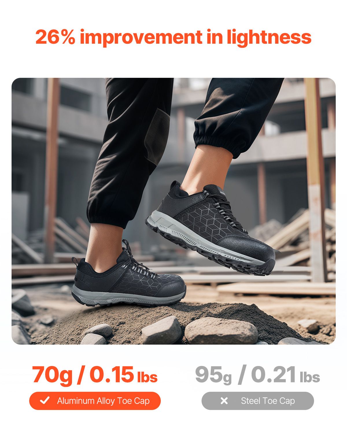 Steel Toe Shoes for Men, US Size 11.5, Men's Cushion Sport Safety Toe Athletic Work Shoe, Indestructible Safety Sneakers Lightweight,Breathable Industry Construction Work Shoes, Black