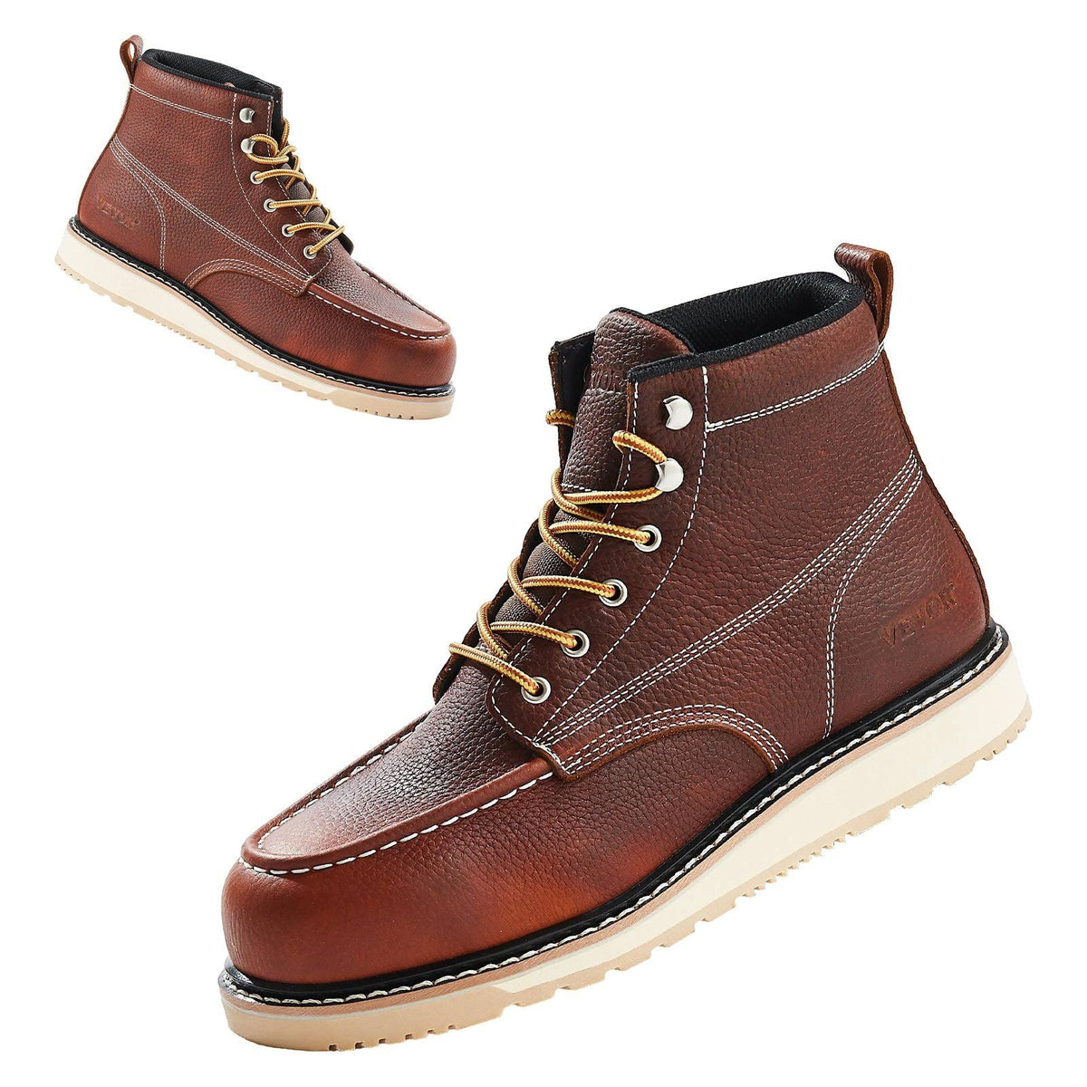 Steel Toe Work Boots US Size 11 Waterproof Moc Toe for Men Slip-Resistant