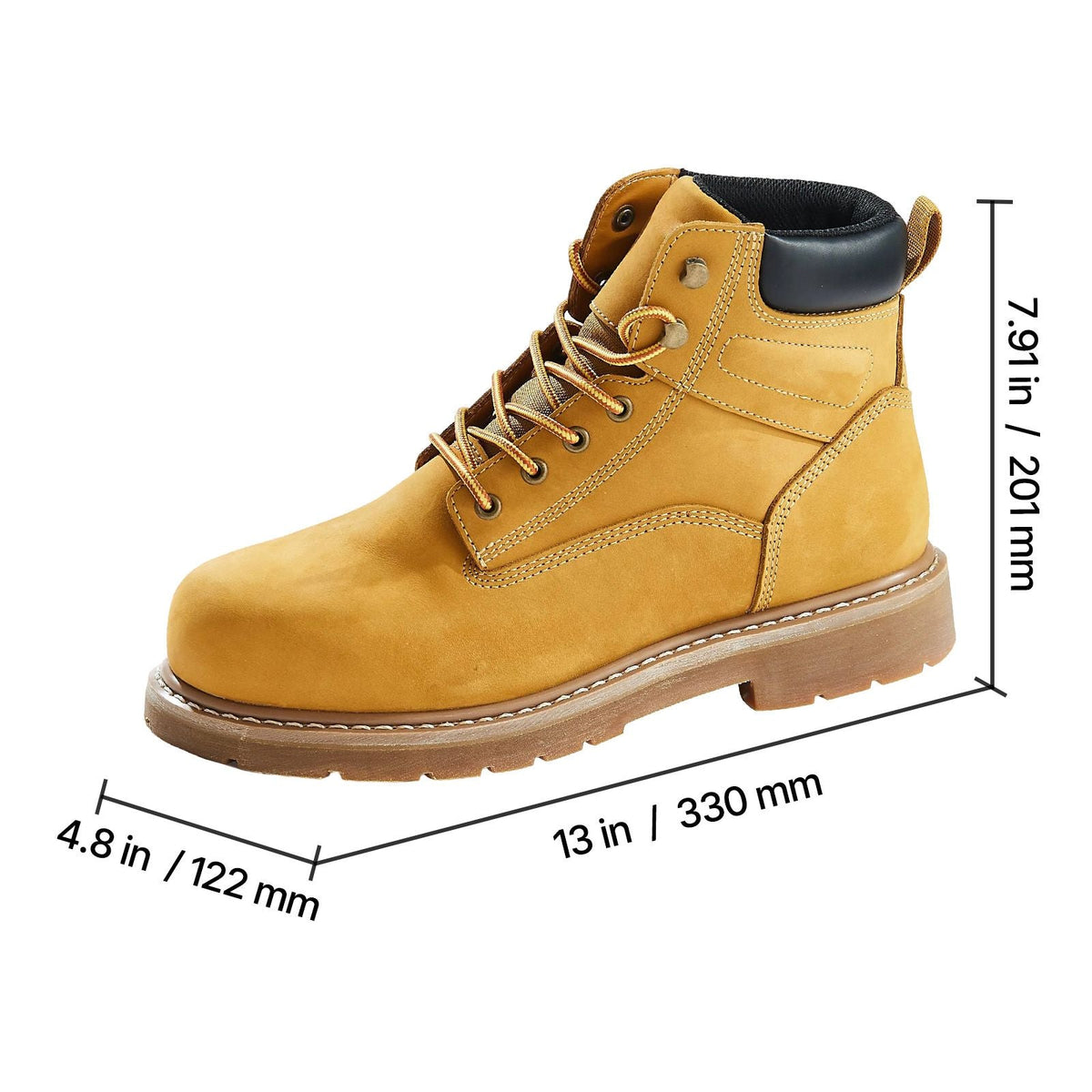Steel Toe Work Boots, US Size 11.5, Waterproof Work Boots for Men, Slip-Resistant Work Boot, Lightweight and Breathable Rubber Sole Mens Boots for Industry Construction, Brown Yellow