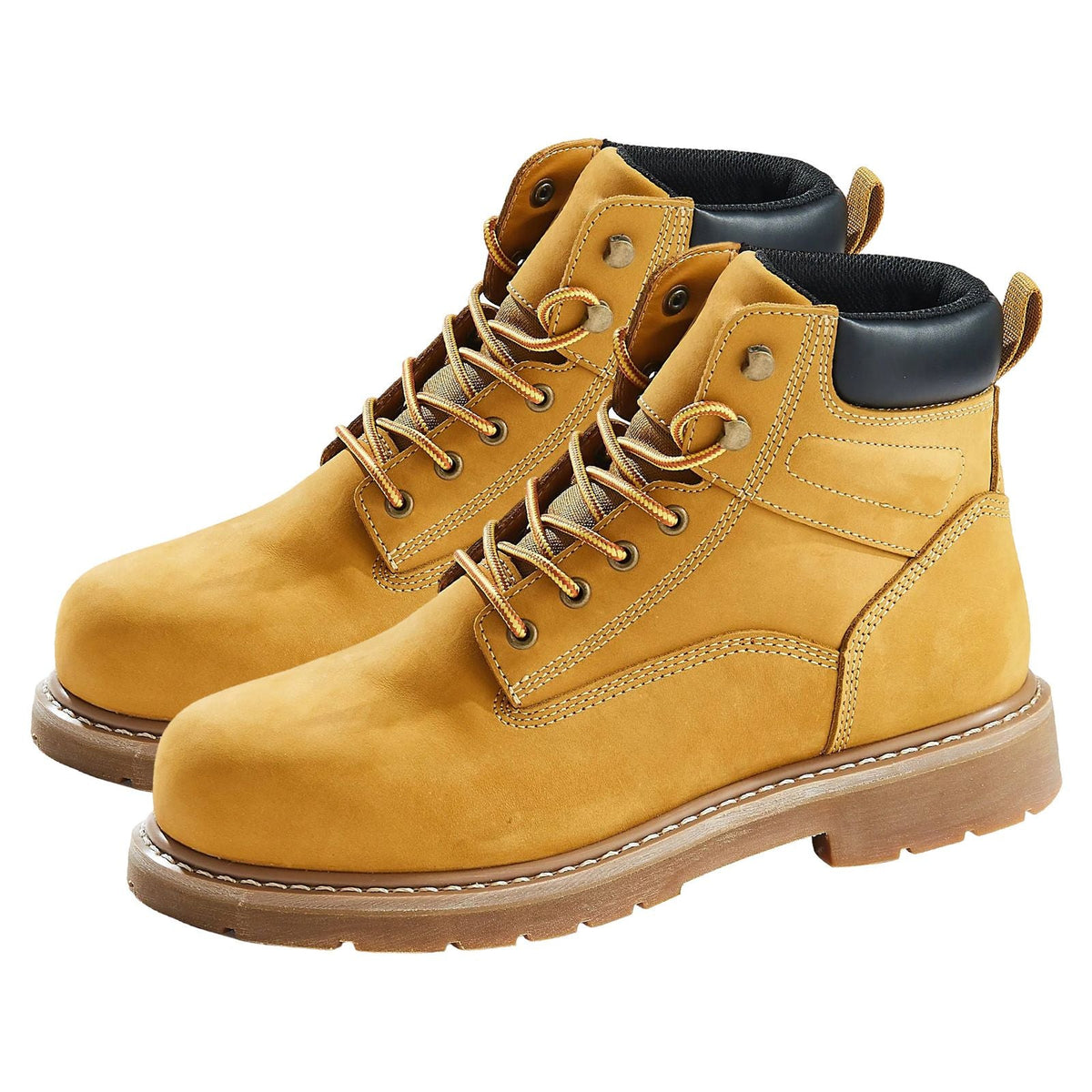 Steel Toe Work Boots, US Size 11.5, Waterproof Work Boots for Men, Slip-Resistant Work Boot, Lightweight and Breathable Rubber Sole Mens Boots for Industry Construction, Brown Yellow