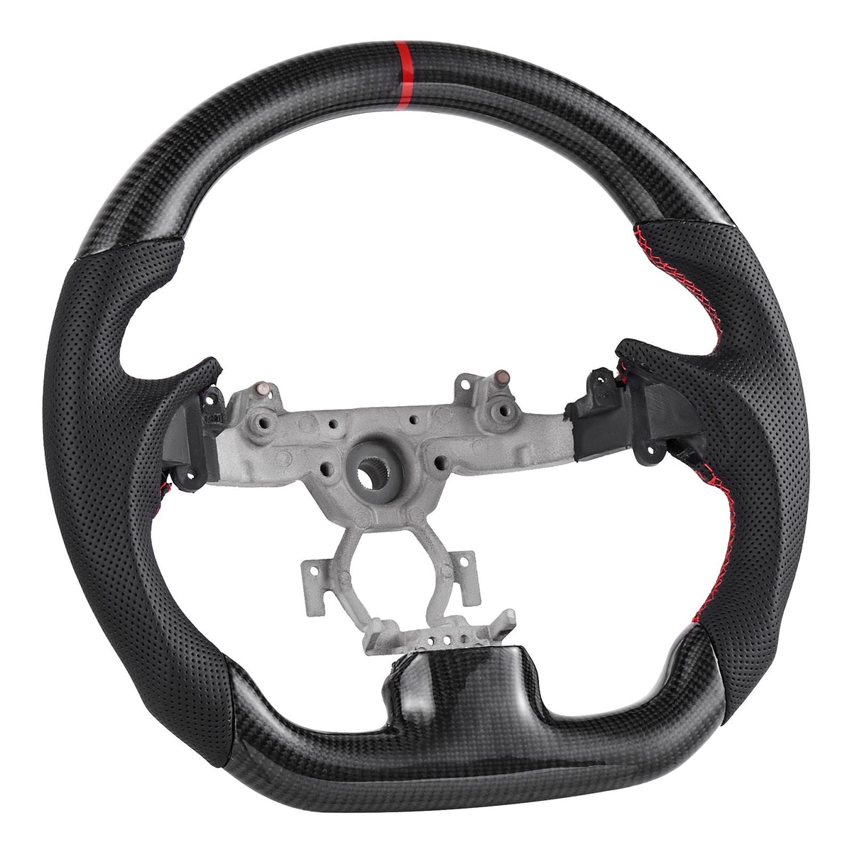 Steering Wheel for 2007-2013 Infiniti G37, Carbon Fiber Steering Wheel D-Shaped Flat-Bottom, Leather Grip with Non-Slip Texture & Precise Stitching, Accessories Replacement for Infiniti, Black