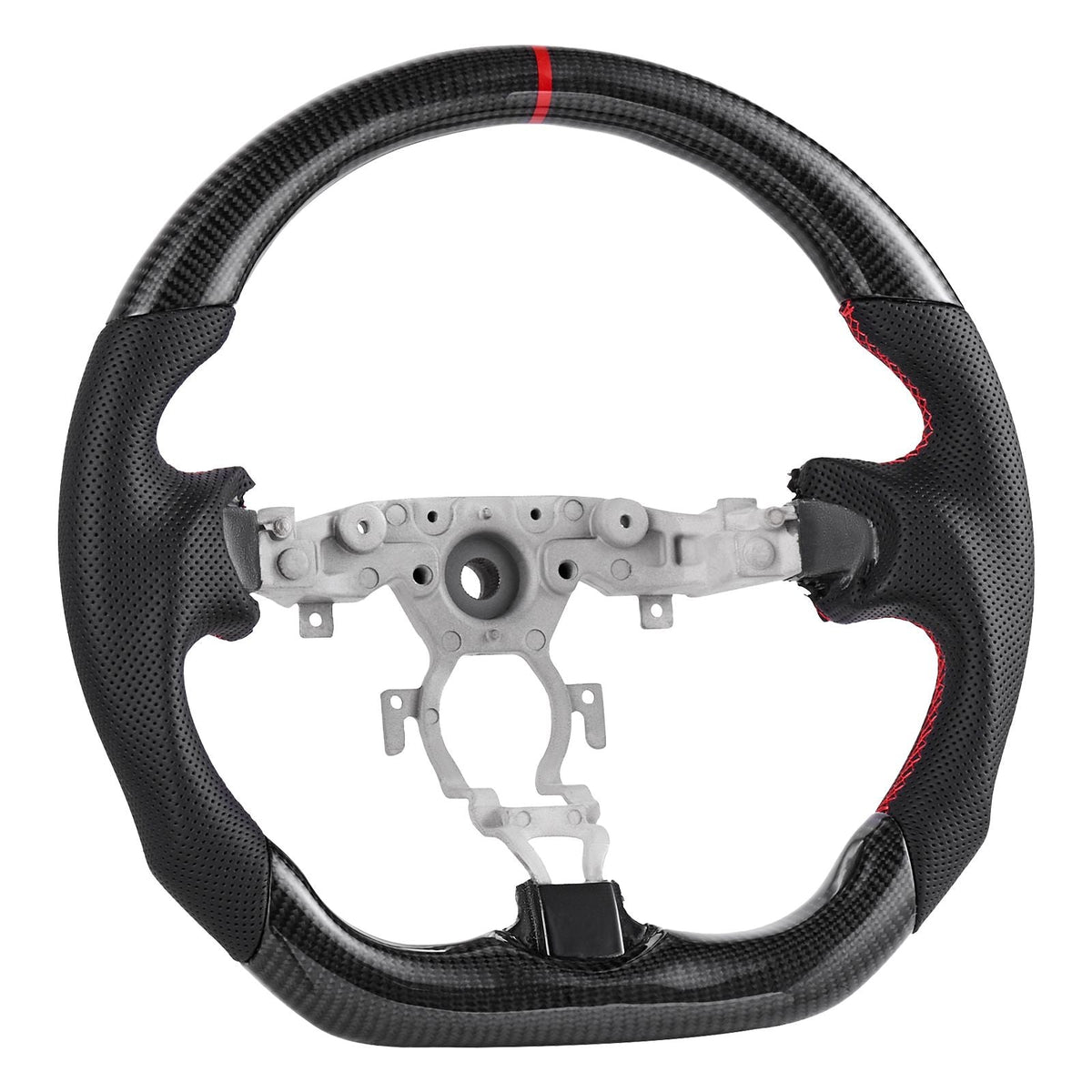 Steering Wheel for 2008-2020 Nissan 370Z, Carbon Fiber Steering Wheel D-Shaped Flat-Bottom, Leather Grip with Non-Slip Texture & Precise Stitching, Accessories Replacement for Nissan 370Z, Black
