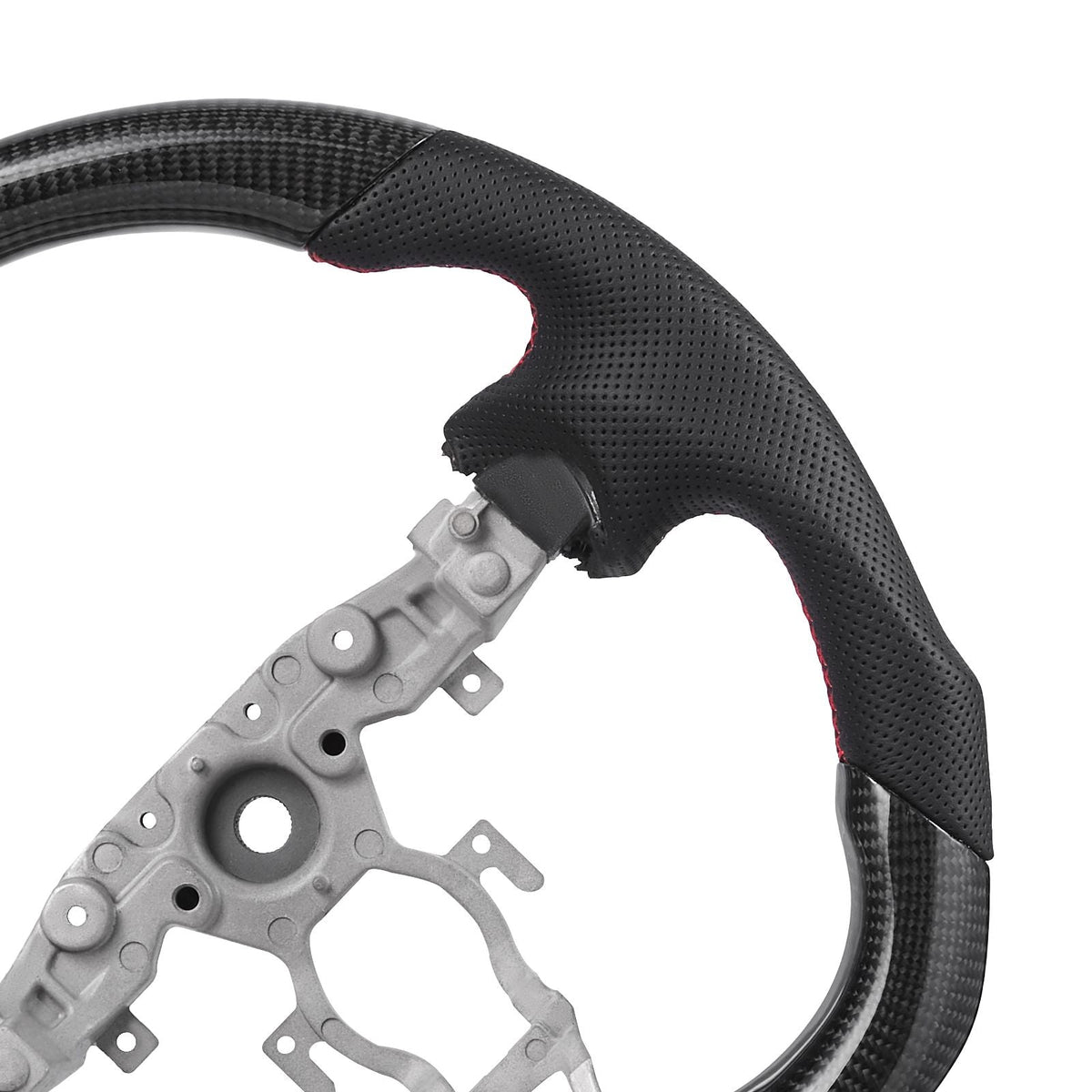 Steering Wheel for 2008-2020 Nissan 370Z, Carbon Fiber Steering Wheel D-Shaped Flat-Bottom, Leather Grip with Non-Slip Texture & Precise Stitching, Accessories Replacement for Nissan 370Z, Black