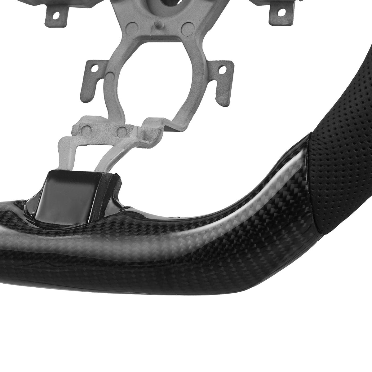 Steering Wheel for 2008-2020 Nissan 370Z, Carbon Fiber Steering Wheel D-Shaped Flat-Bottom, Leather Grip with Non-Slip Texture & Precise Stitching, Accessories Replacement for Nissan 370Z, Black