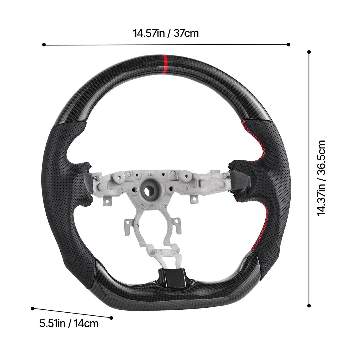 Steering Wheel for 2008-2020 Nissan 370Z, Carbon Fiber Steering Wheel D-Shaped Flat-Bottom, Leather Grip with Non-Slip Texture & Precise Stitching, Accessories Replacement for Nissan 370Z, Black