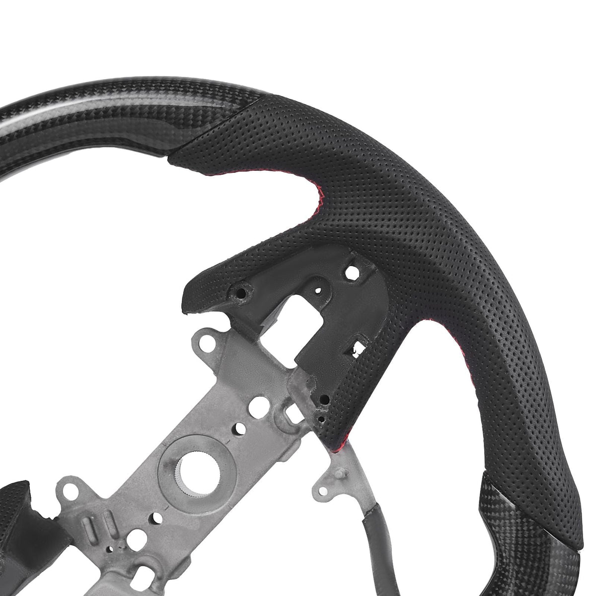Steering Wheel for 2016-2021 Honda Civic, Carbon Fiber Steering Wheel D-Shaped Flat-Bottom, Leather Grip with Non-Slip Texture & Precise Stitching, Accessories Replacement for Honda Civic, Black