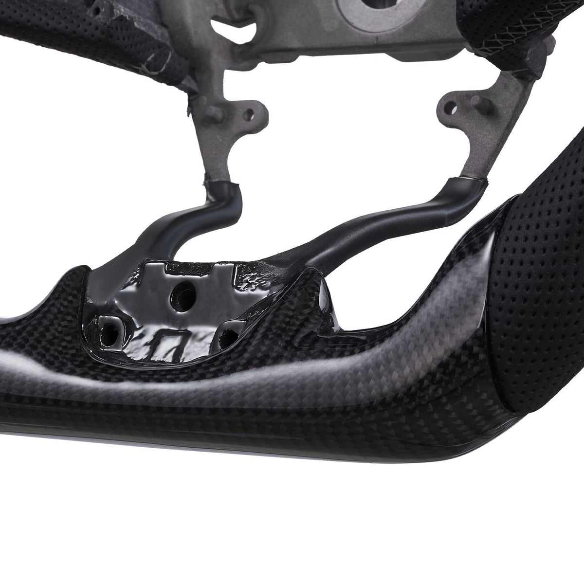 Steering Wheel for 2016-2021 Honda Civic, Carbon Fiber Steering Wheel D-Shaped Flat-Bottom, Leather Grip with Non-Slip Texture & Precise Stitching, Accessories Replacement for Honda Civic, Black