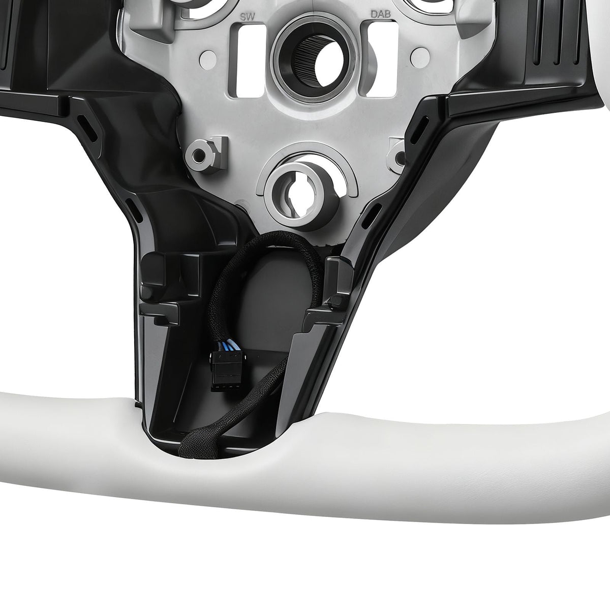 Steering Wheel for 2016-2023 Tesla Model 3, Carbon Fiber Steering Wheel D-Shaped Flat-Bottom with Heating Function, Leather Grip with Non-Slip Texture, Accessories Replacement for Model 3, White
