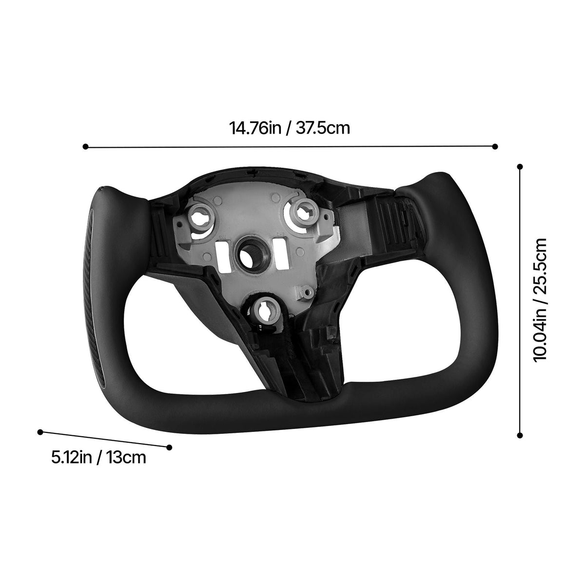 Steering Wheel for 2016-2023 Tesla Model 3, Carbon Fiber Steering Wheel D-Shaped Flat-Bottom with Heating Function, Leather Grip with Non-Slip Texture, Accessories Replacement for Model 3, Black