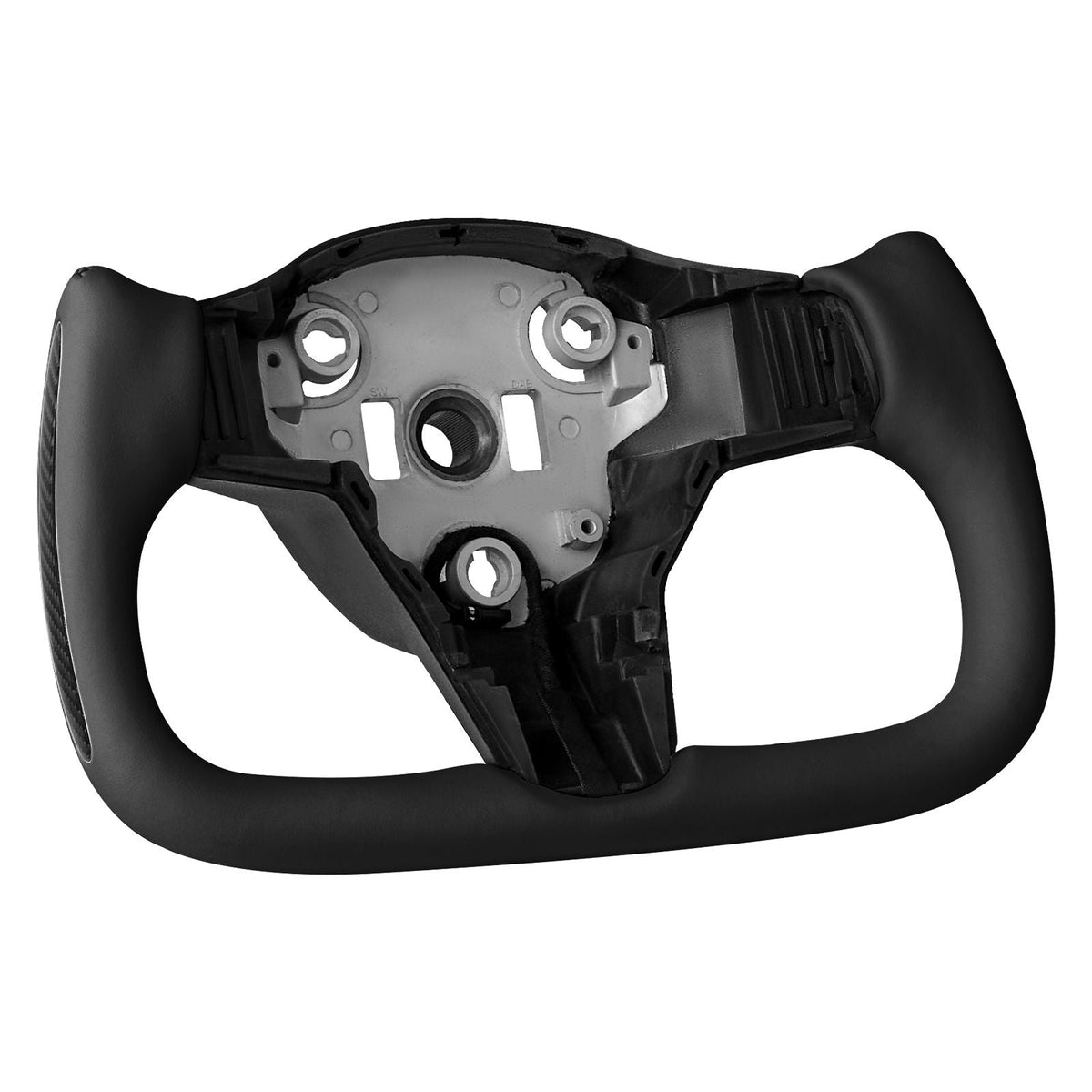 Steering Wheel for 2016-2023 Tesla Model 3, Carbon Fiber Steering Wheel D-Shaped Flat-Bottom with Heating Function, Leather Grip with Non-Slip Texture, Accessories Replacement for Model 3, Black