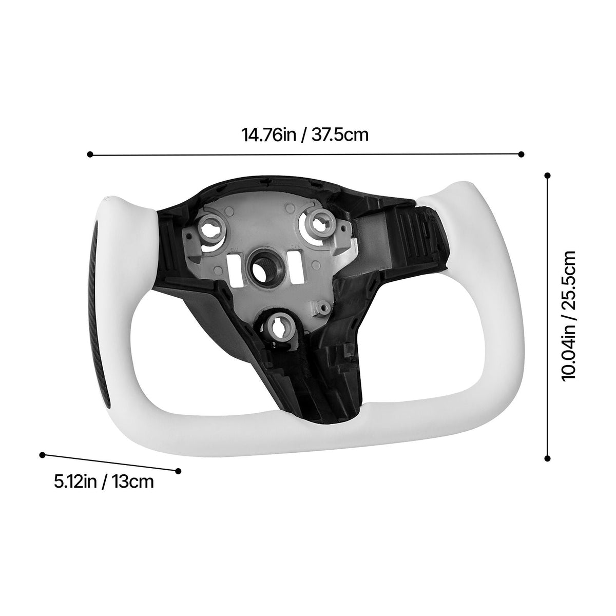 Steering Wheel for 2016-2023 Tesla Model 3, Carbon Fiber Steering Wheel D-Shaped Flat-Bottom with Heating Function, Leather Grip with Non-Slip Texture, Accessories Replacement for Model 3, White