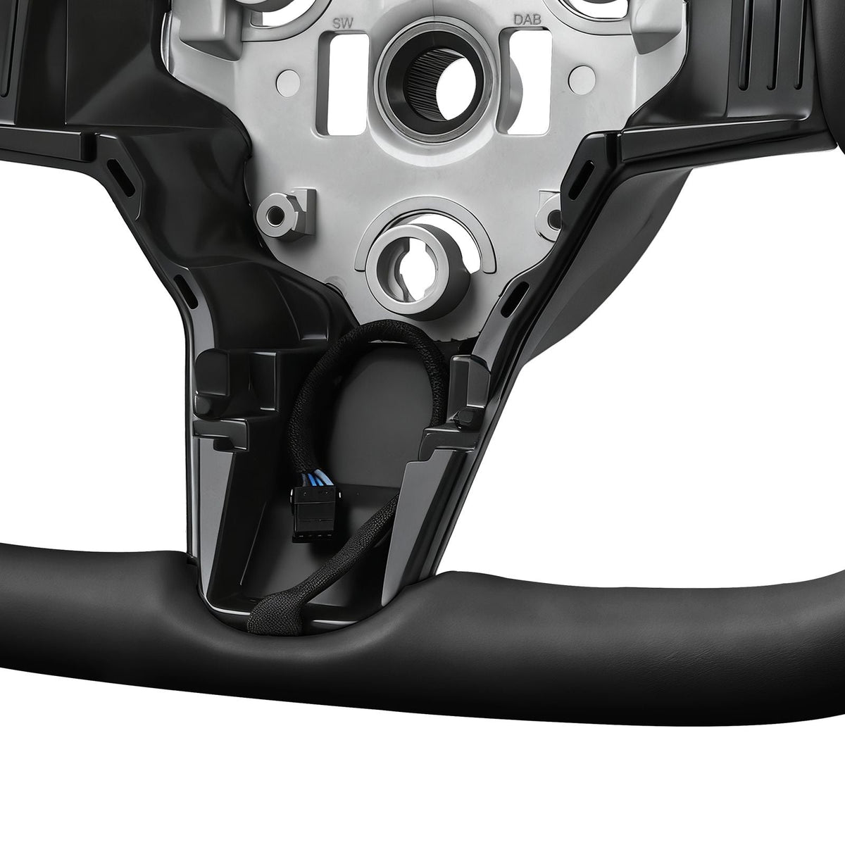Steering Wheel for 2016-2023 Tesla Model 3, Carbon Fiber Steering Wheel D-Shaped Flat-Bottom with Heating Function, Leather Grip with Non-Slip Texture, Accessories Replacement for Model 3, Black